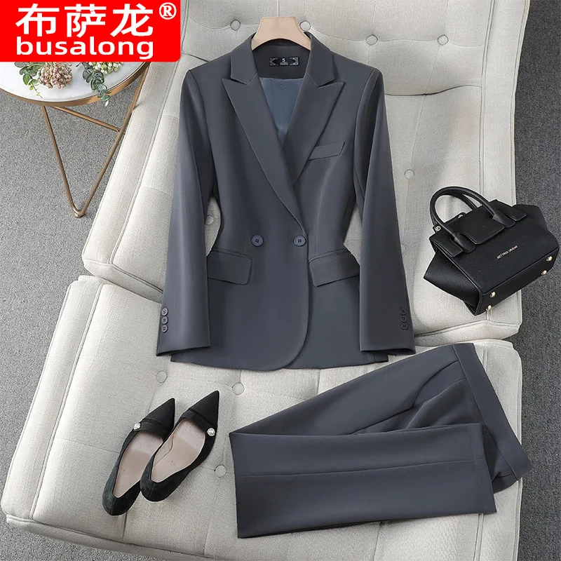 High-End Business Suit Women's Spring and Autumn Temperament Goddess Style Workplace Formal Wear Gray Suit Overalls