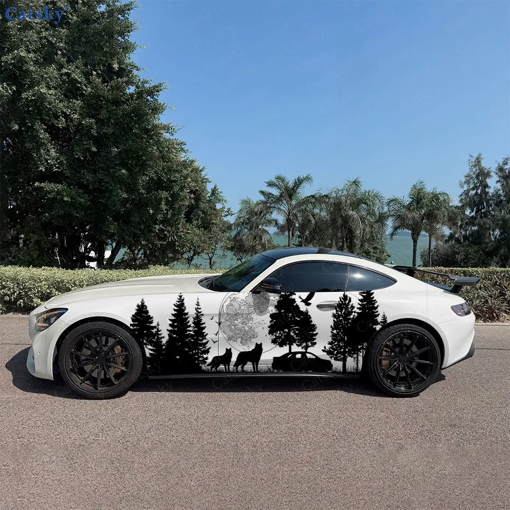 

2pcs Timberwolves Splash Decal, Durable, Fade-Resistant, Enhance Vehicle Aesthetic With Bold Design Car Vinyl Wrap