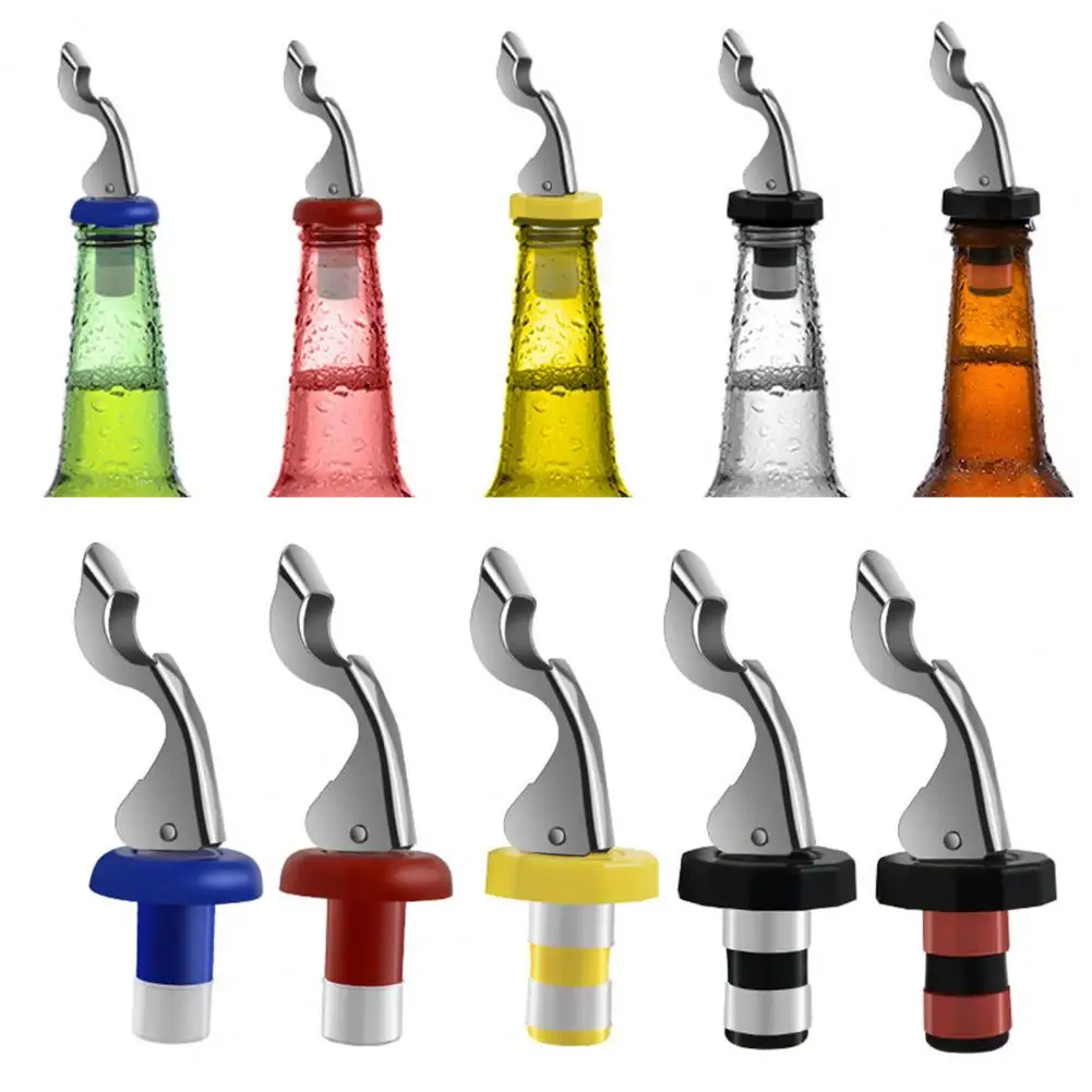High Wine Stopper Leak-proof Wine Bottle Stopper Silicone Sealer Push-type Wine Stopper Nozzle Kitchen Bar Tableware for Home