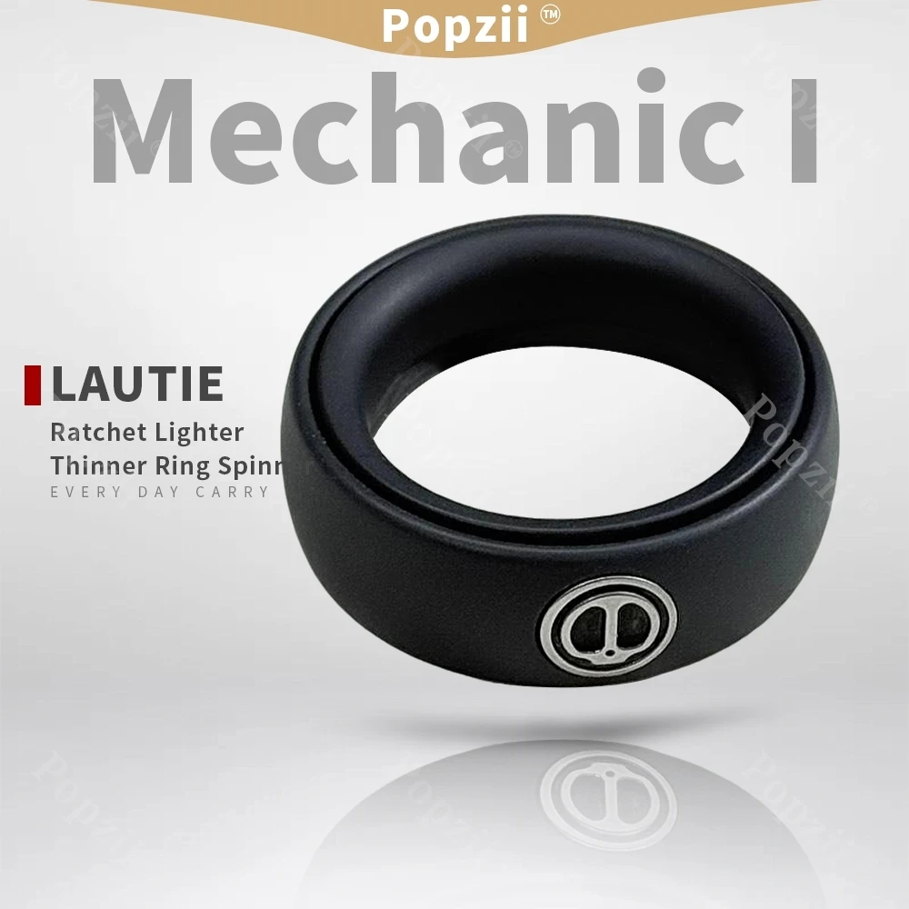 LAUTIE Aluminium Zwarte Monteur I Magnetische Ratel Dunner Ring Spinner Volwassenen Stress Relief Speelgoed Cool Gadget Angst Speelgoed