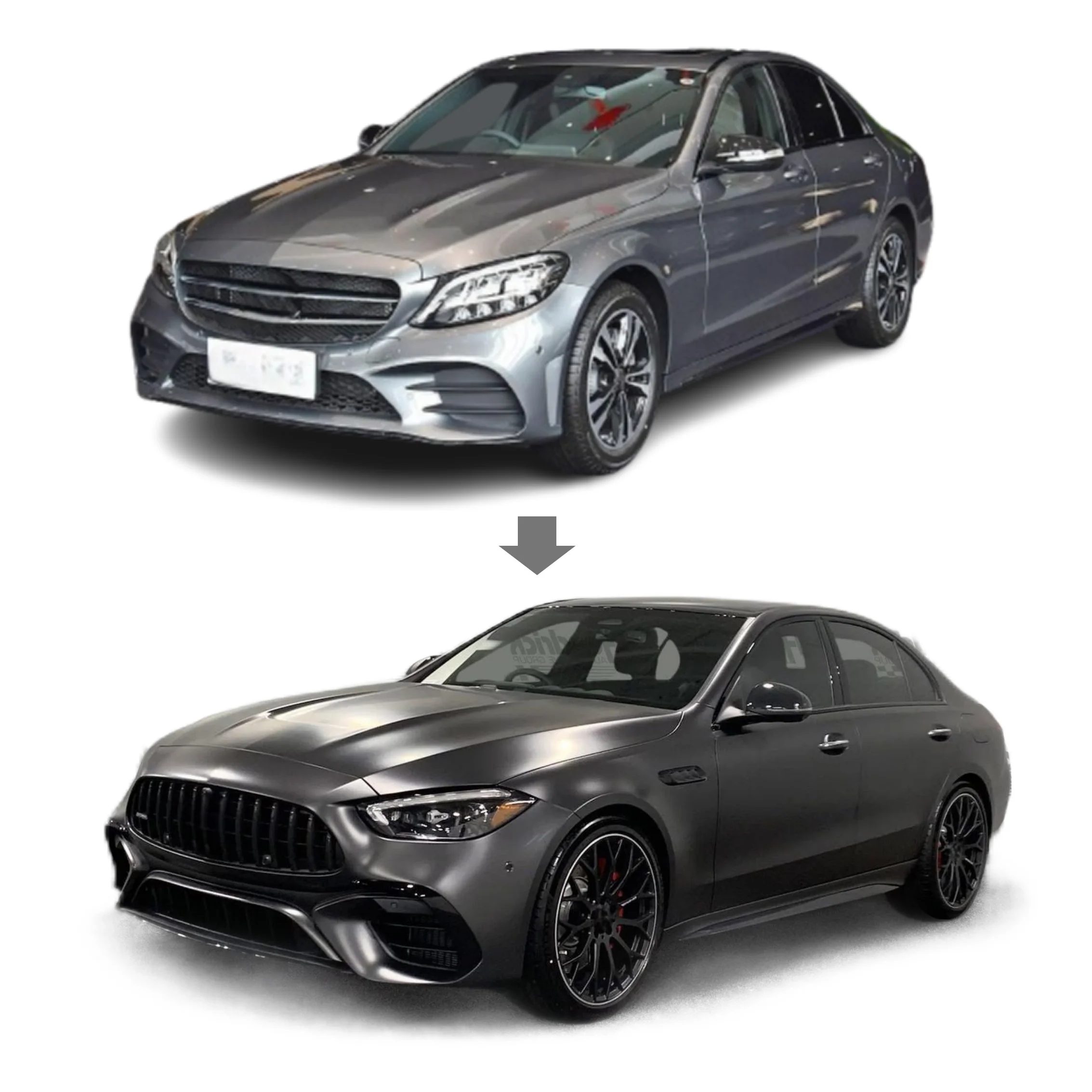 STLFFactory سعر Bodykit ل C الفئة W205 2015-2021 إلى 2024 W206 C63 AMGs المصابيح الخلفية المصد القديمة إلى المصابيح الأمامية الجديدة