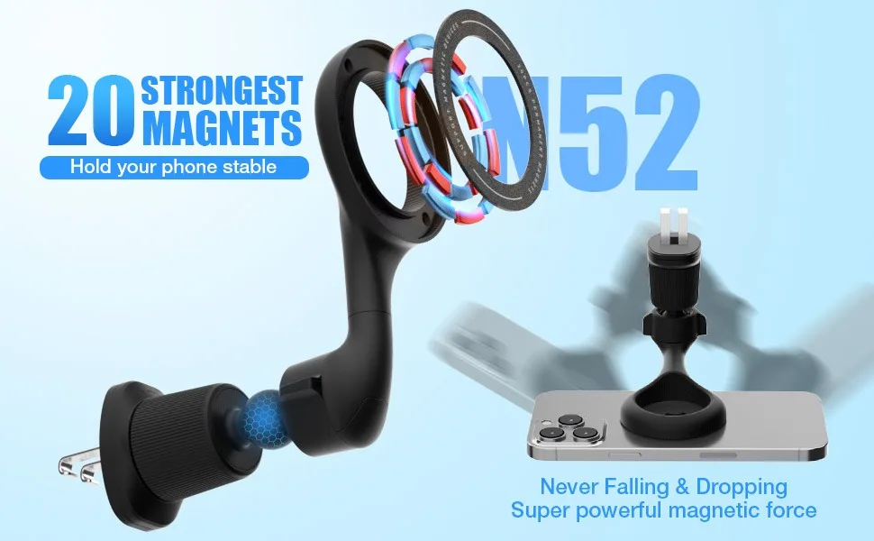 Magnetische Handyhalterung für Auto-Lüftungsschlitze, 360-Grad-Rotation, Passend für Alle Telefone, Schwarz – Detail 1