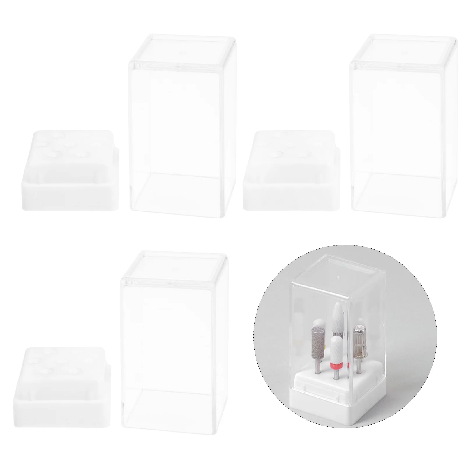 3 قطعة مثقاب صندوق منظم مانيكير طحن رؤساء تخزين حامل مسمار أدوات الرسم دائم البلاستيك مستلزمات صالون الأظافر