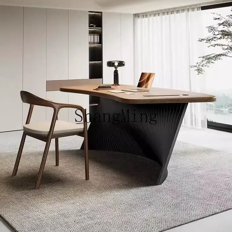 ZYY مكتب تنفيذي بسيط وحديث من الخشب الصلب المنحني على الطراز الإبداعي مكتب مكتب نسائي وكرسي خفيف فاخر ملمس راقي