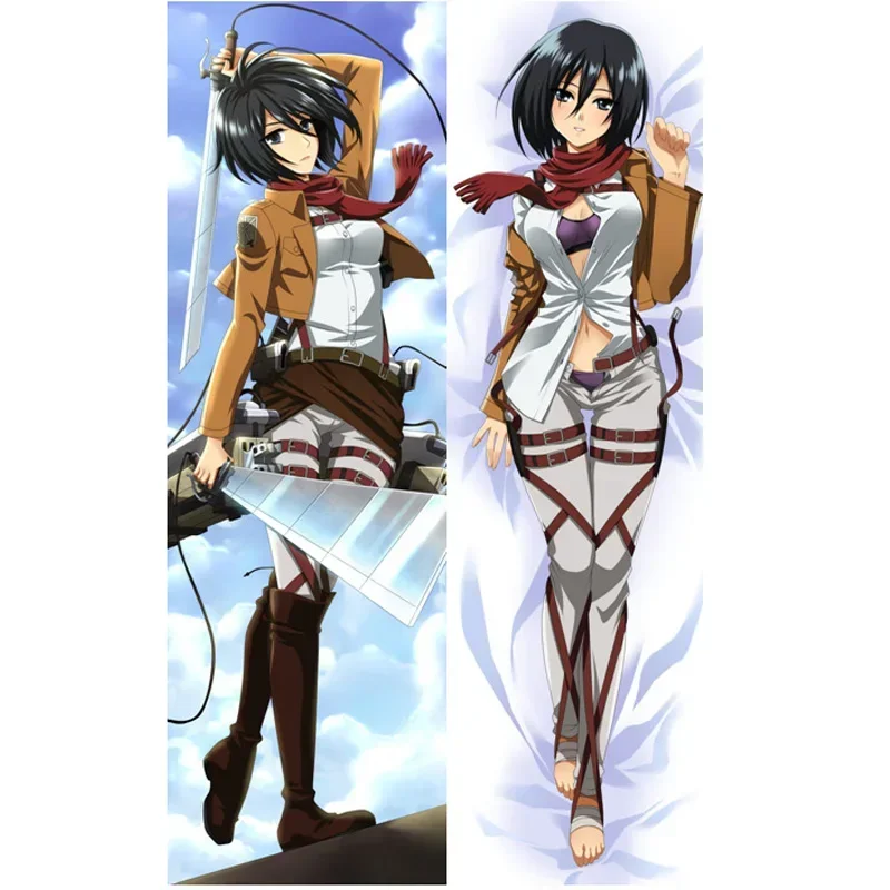 Attack on Titan Pillowcase Ackerman Mikasa Anime Body Waifu Pillow Case Shingeki No Kyojin Dakimakura Decorative Otaku Cushion