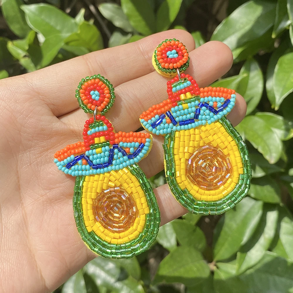 Lifefontier Personality Handmade Colorful Beaded Cactus Drop Earrings For Women New Mexican Beach Pendanties Party Jewelry