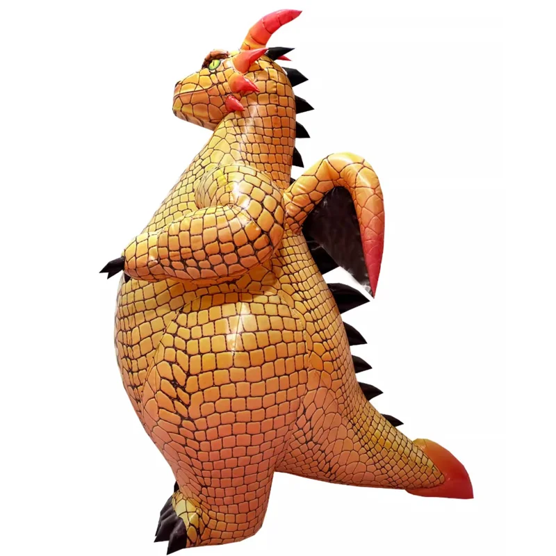 Fat Dragon Inflatable Cute Orange Mascot Costume Dinosaur Cartoon Animal Halloween Party Performance Costume