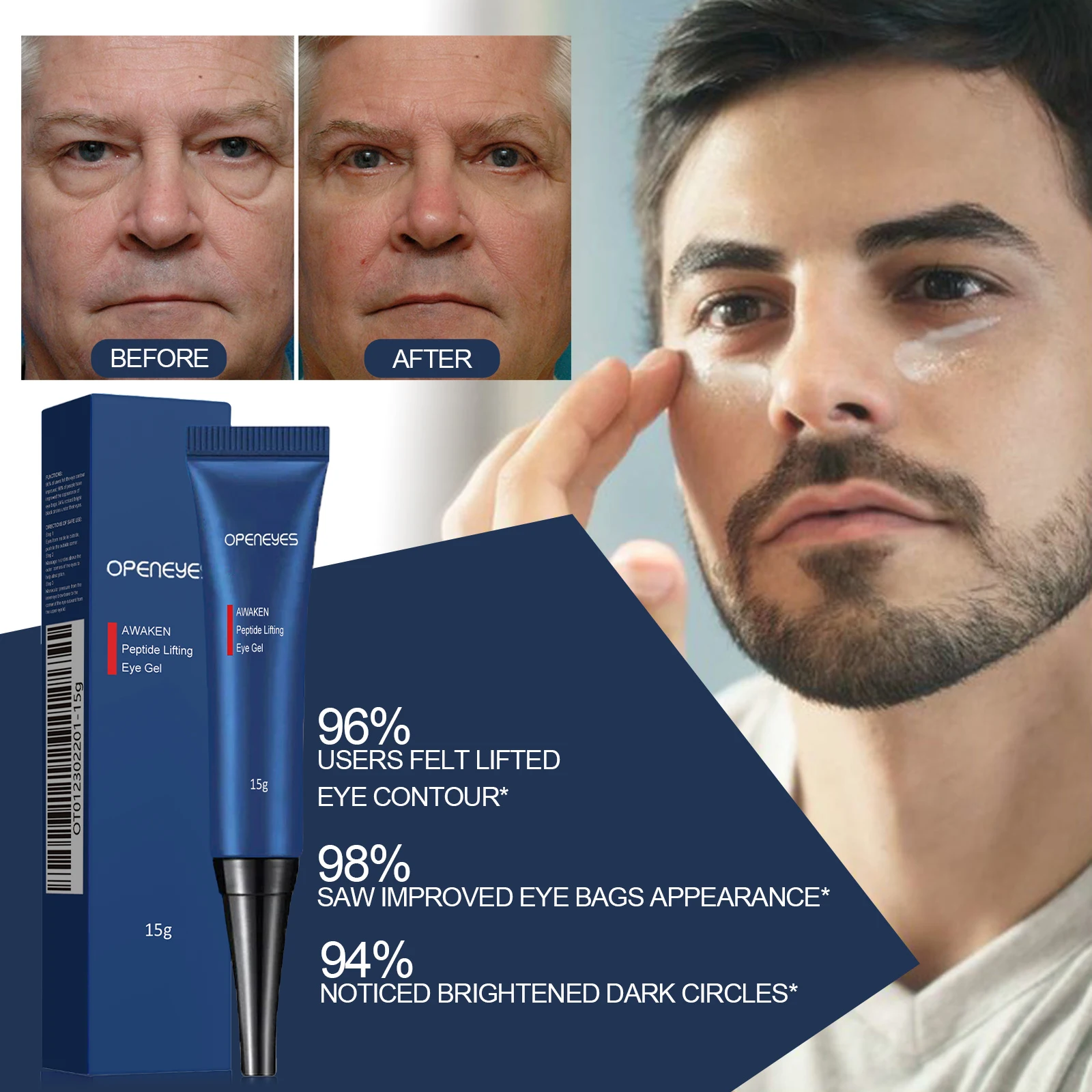 Retinol Lifting Firming Eye Gel Men Under Eye Cream Kojic Acid Moisturizing Fade Dark Circles Puffiness Fine Line Serum Skincare