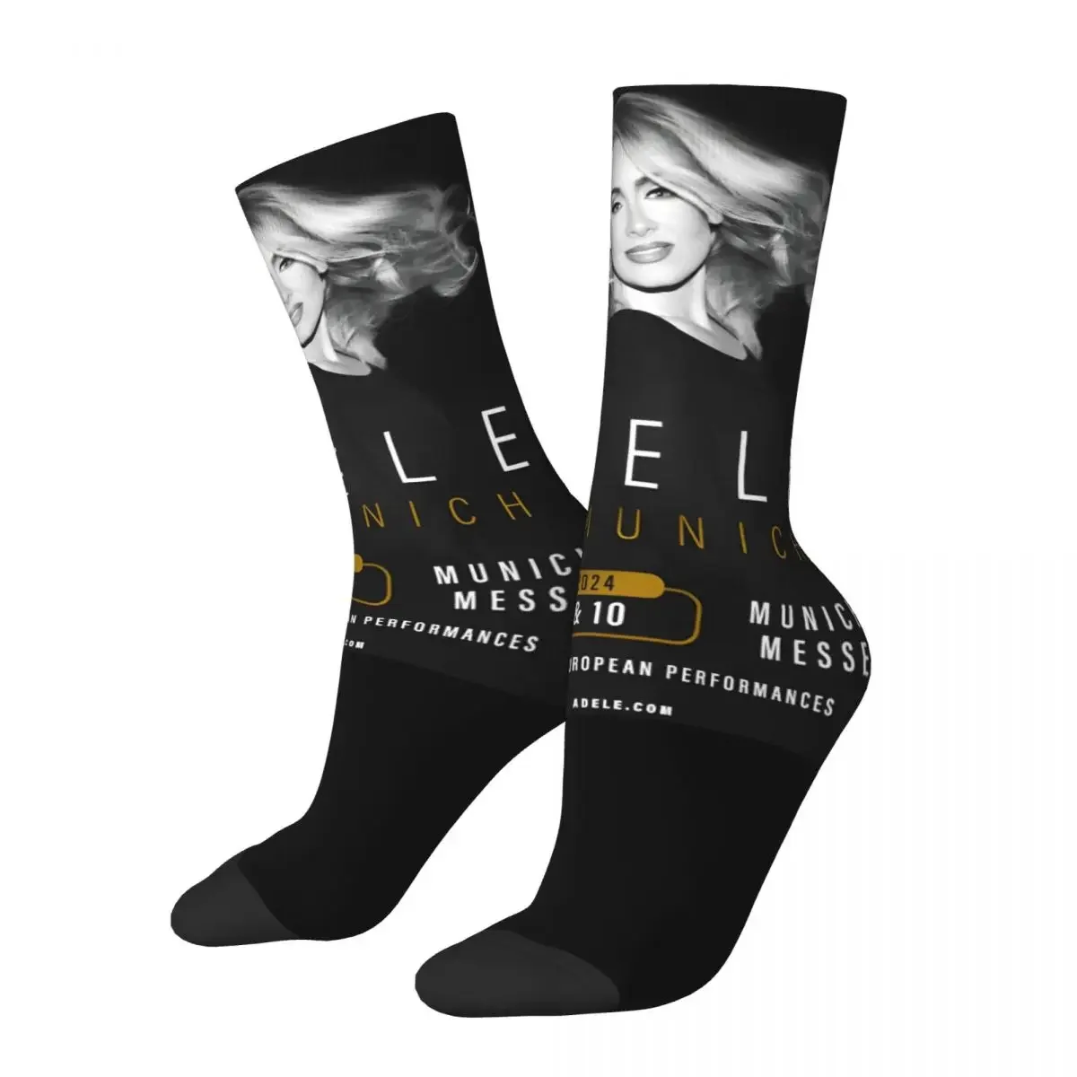 Novelty Men Socks Cool Singer Adele Tour 2024 Merch Soft Pop Music Sport Socks All Seasons