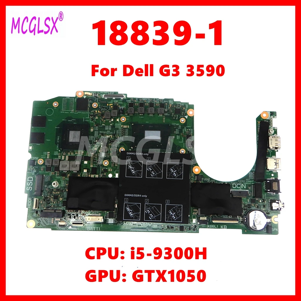 18839-1 Laptop Motherboard For Dell G3 3590 Notebook Mainboard CN-0MFHW with I5-9300H CPU GTX1050 GPU 100% Tested OK