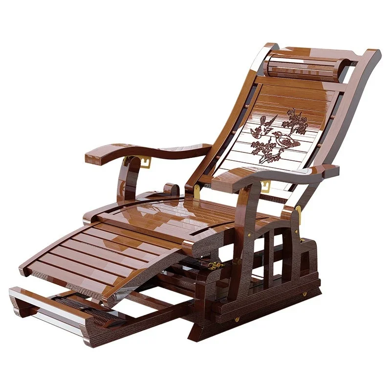 

Adult rocking chair household balcony leisure lunch break elderly solid wood folding multi-function