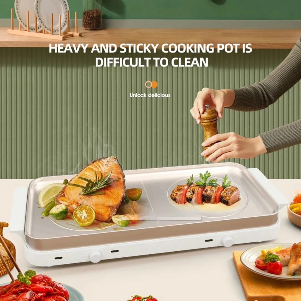 ماكينة شواء بدون دخاني، شواية كهربائية غير لاصقة، صينية خبز، وعاء طبخ، شواية، طباخ متعدد #2