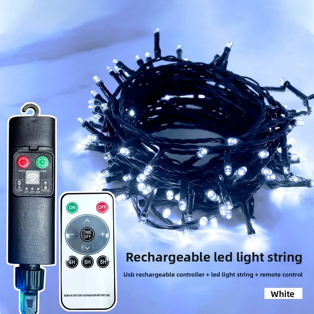10Meter 100LED Christmas String Lights Timer Remote Control USB Charging Christmas Decor Light Waterproof Multicolor