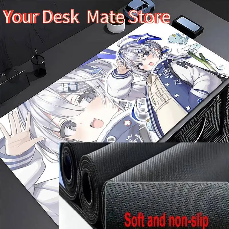 Kawaii Mauspad PC Rosa Schleife Amane Kanata Erweitertes Tastaturpad Laptop Hololive Anime Mädchen Schreibtisch Mauspad Gaming Niedliches Mauspad
