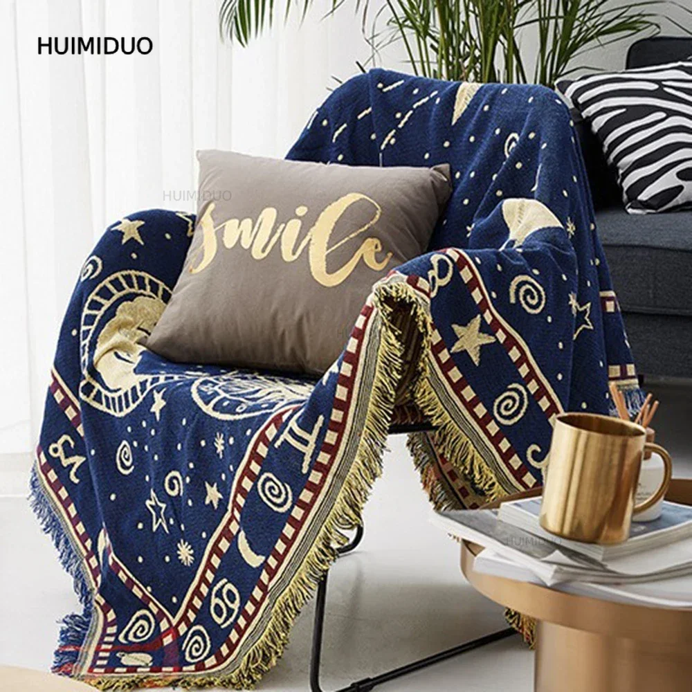 Sun Moon Star Apollo Design Sofa Cover Chair Lounge Throw Blanket Tapestry Bedspread Outdoor Beach Sandy Towels Cape Home Decor