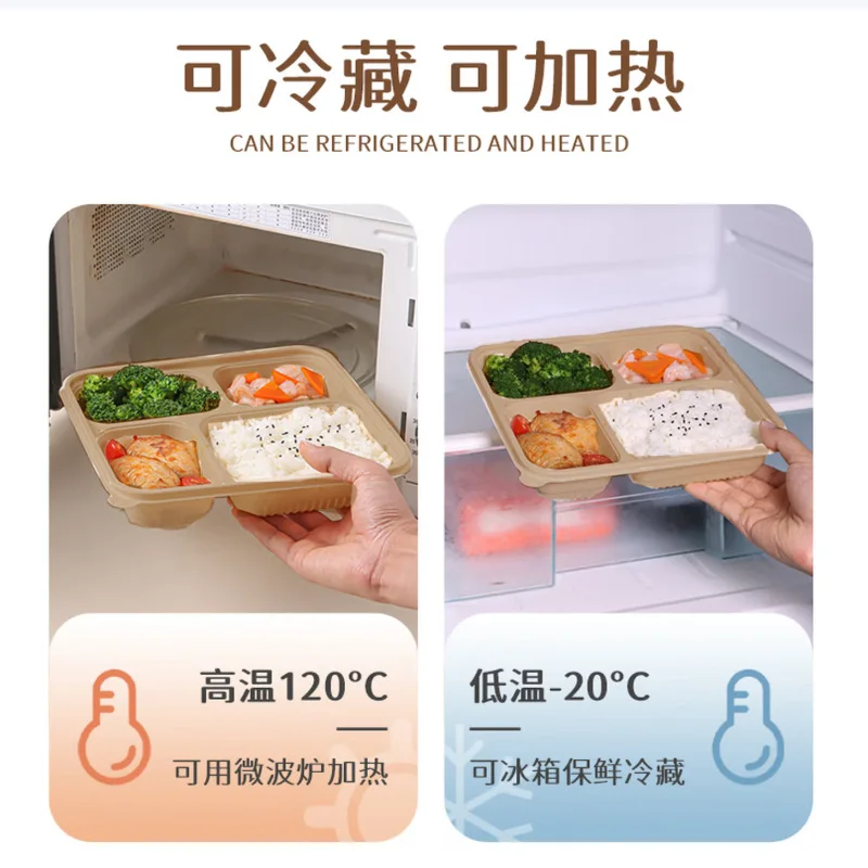 10pcs/pack Degradable Disposable Lunch Box Corn Starch Food Container Compartment Takeaway Food Grade Bento Case