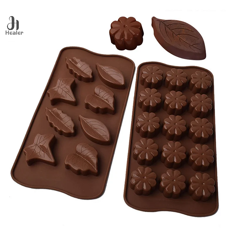 8/15 Cavity Leaf Shape Chocolate Silicone Fondant Mold For Cake Decorating Cookie Baking Tool