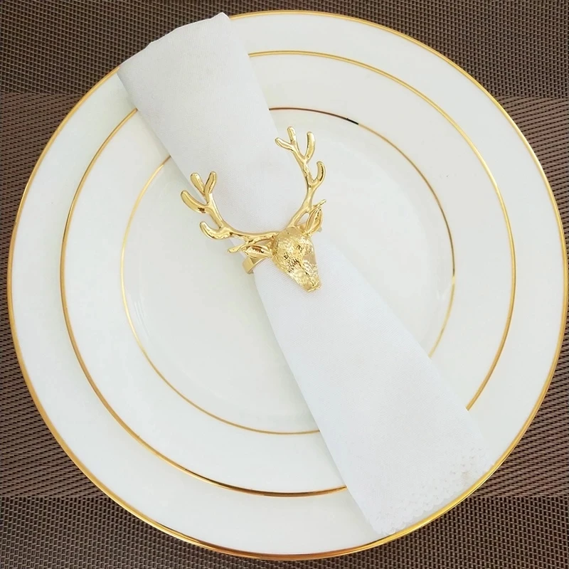 Servilleteros con cabeza de ciervo, accesorios para servilletas de lino para restaurante, accesorios de decoración navideña, accesorios para servilletas para mostrador de Bar