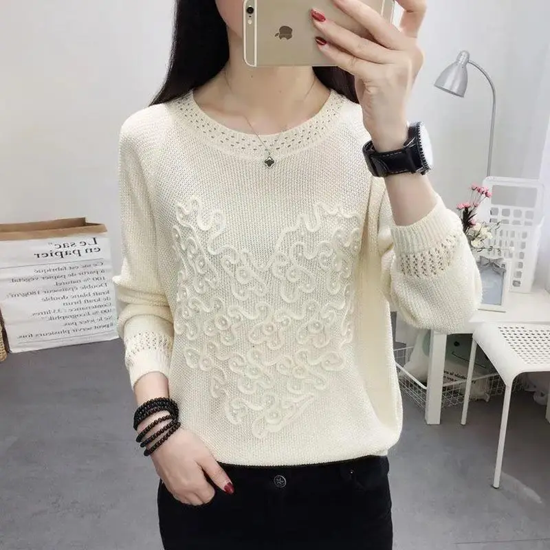 Autumn Winter New Fashion Round Neck Long Sleeve Solid Pullovers Women\'s Clothing Loose Sweaters All-match Korean Knitting Tops