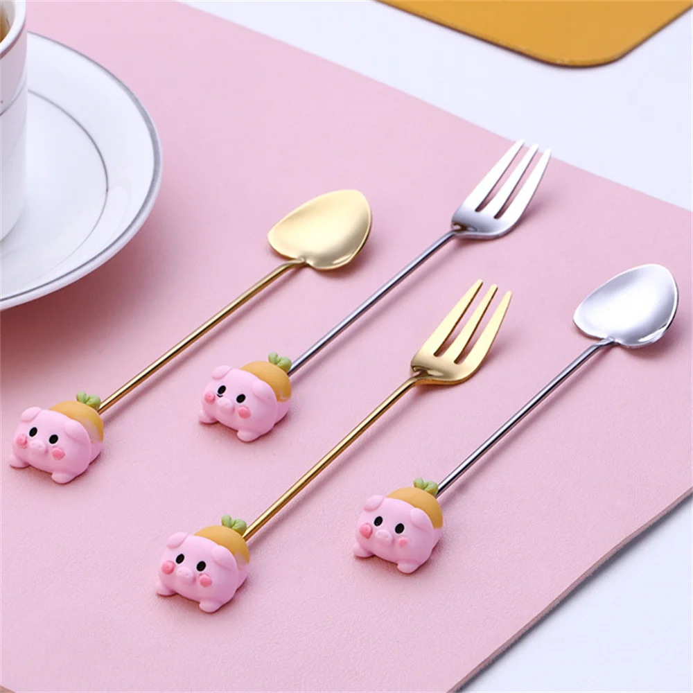 1/2PCS Kitchen Knife Fork Spoon Cute Simple No Dirt Easy Cleaning Mirror Polished Blunting Tip Kitchen Gadgets