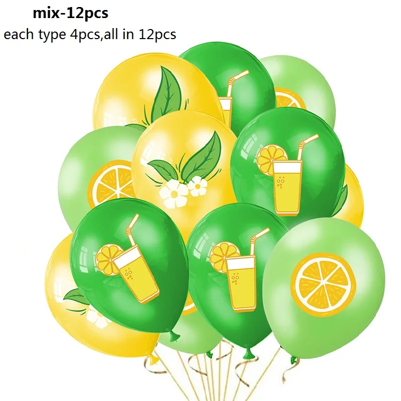 Lemon Fruit Theme Party Decoration, Birthday Party Decoration,Lemon Juice,Lemon Balloon Set, 12in, 12PCs