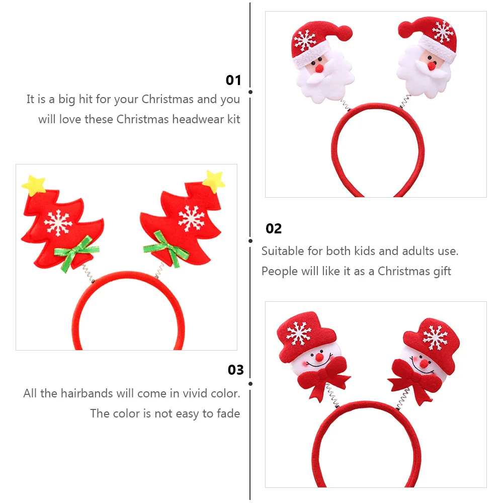

6Pcs Christmas Hairbands Headwear Kit Vibrant Colors Fade Resistant Lightweight Stretchy Comfortable for Adults Festive