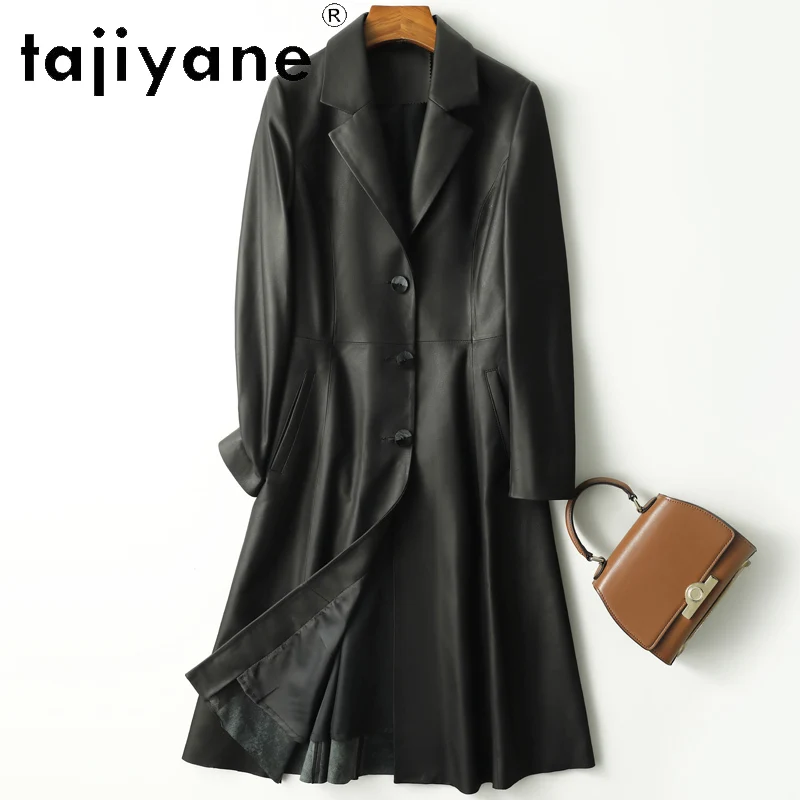 TAJIYANE سترة جلدية حقيقية امرأة جلد الغنم خندق معطف قسط سترات من الجلد الحقيقي 2025 الخريف امرأة الملابس 신상А вду터