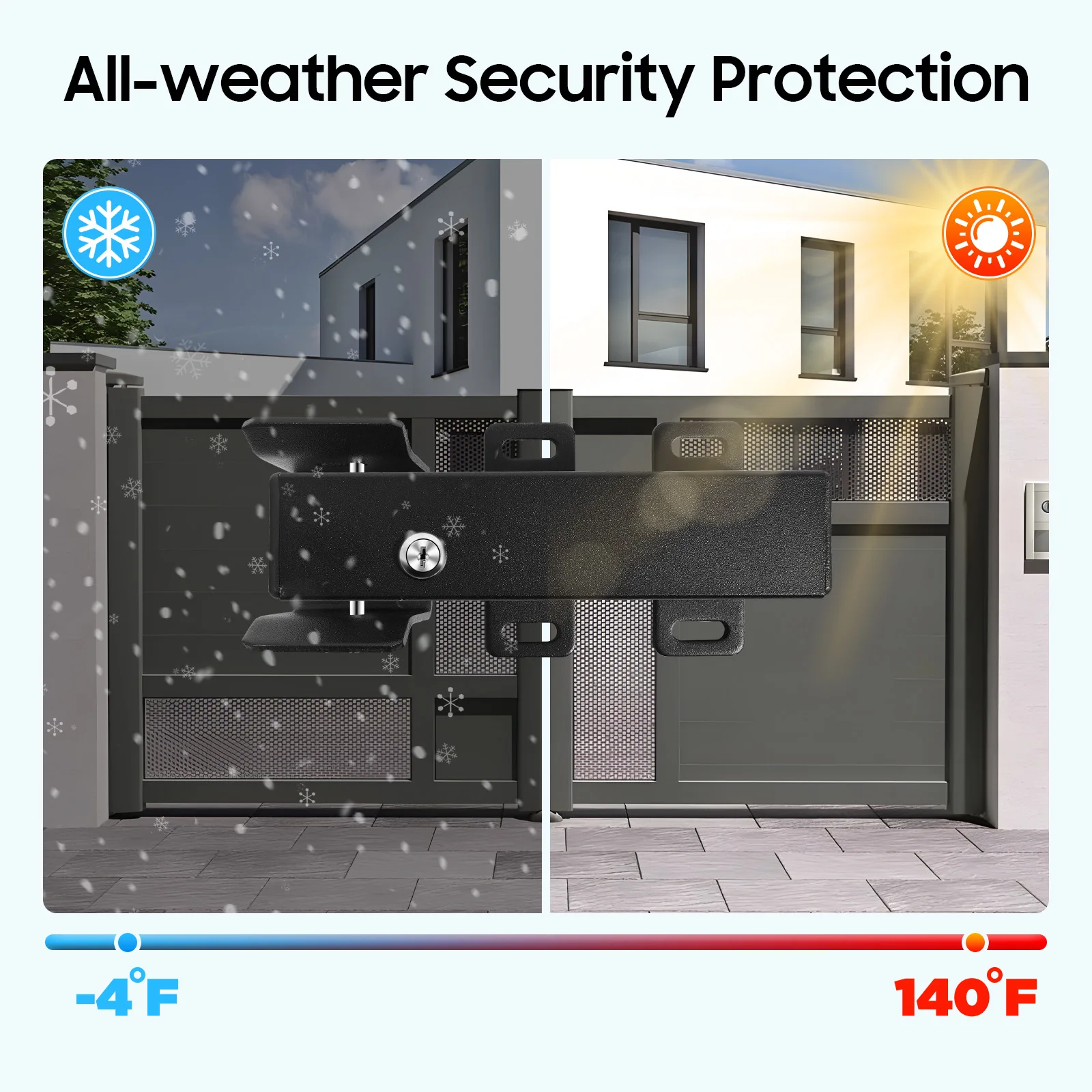 24V DC Electric Gate Lock, Heavy Duty Automatic Security Lock with 2 Keys & Access Control, IP44 Waterproof for Gates/Fences