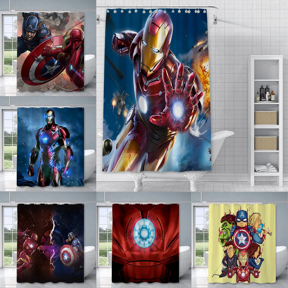 Marvel Iron-Man Shower Curtain Waterproof Polyester Fabric Paint Colorful Bath Curtains Home Bathroom Decor Curtain With Hook