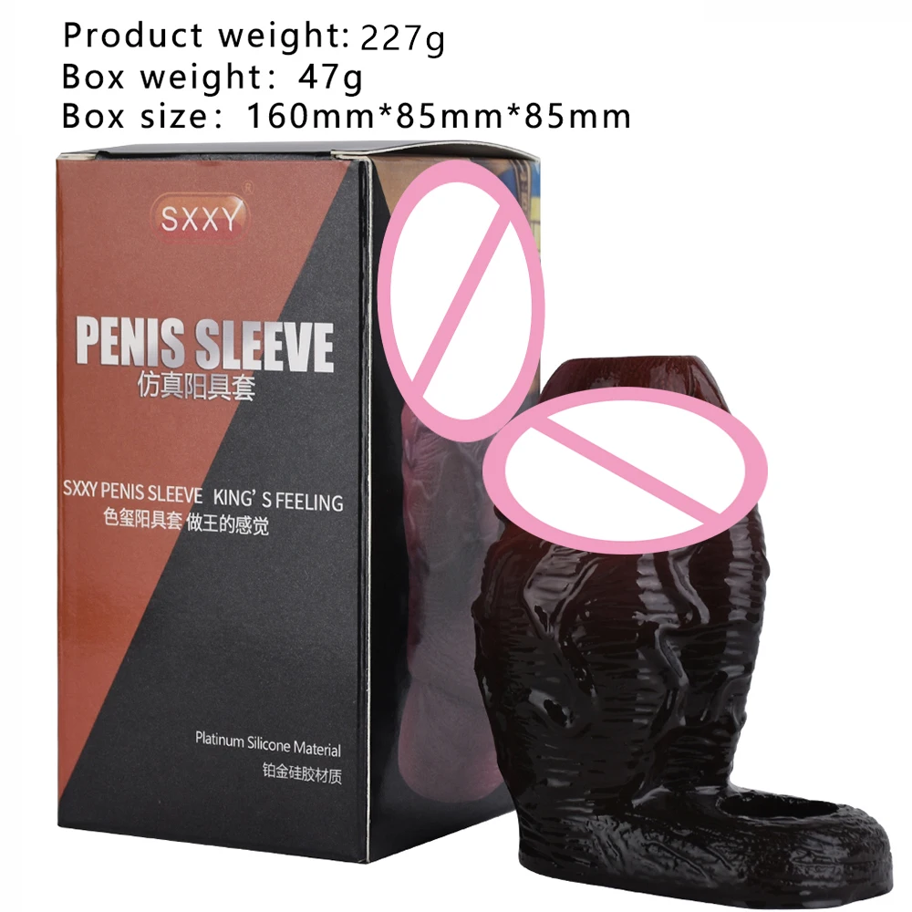 FRKO Black Big Cock Sheath Penis Sleeve Dildo Enlargement Realistic Soft Silicone Sex Toys For Men Adult Supplies Sexshop