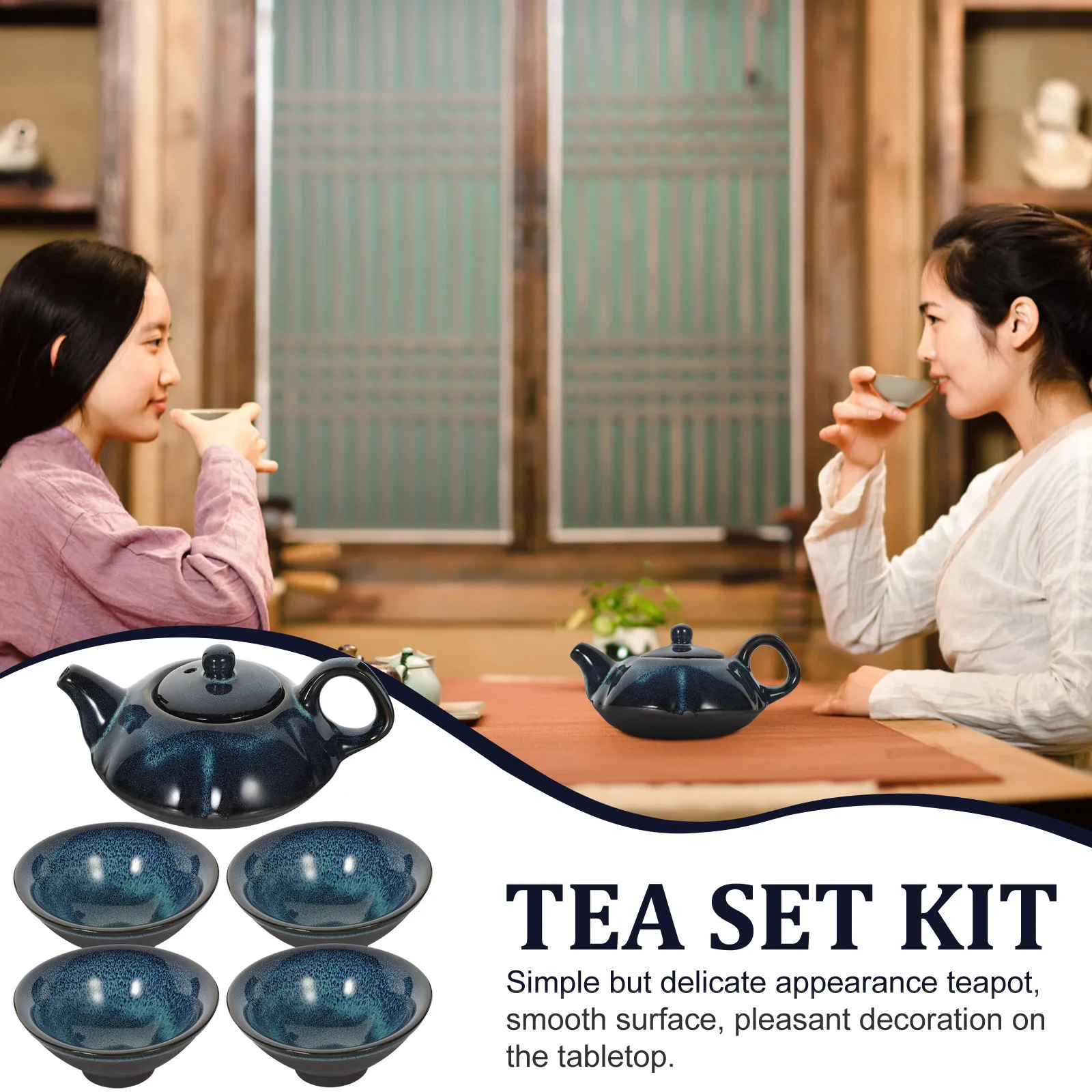 

Ceramic Tea Service Set Bright Color Creative Design Loose Leaf Blooming Teas Pot Cup Chinese Tea Brewing Kit Teapot and Cup Set