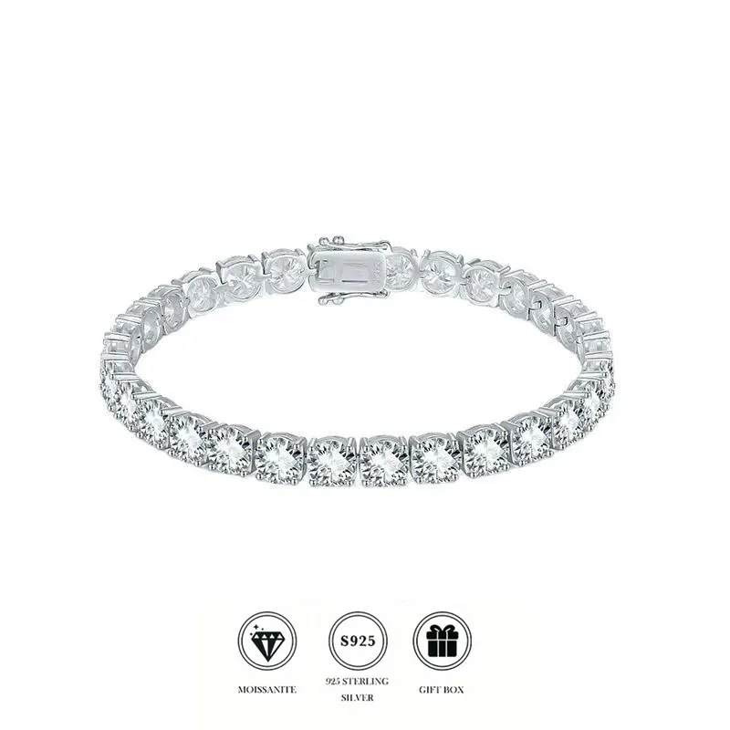 

S925 sterling silver tennis bracelet with 7.0-8.0mm moissanite gemstones, perfect as a gift for Western holidays.