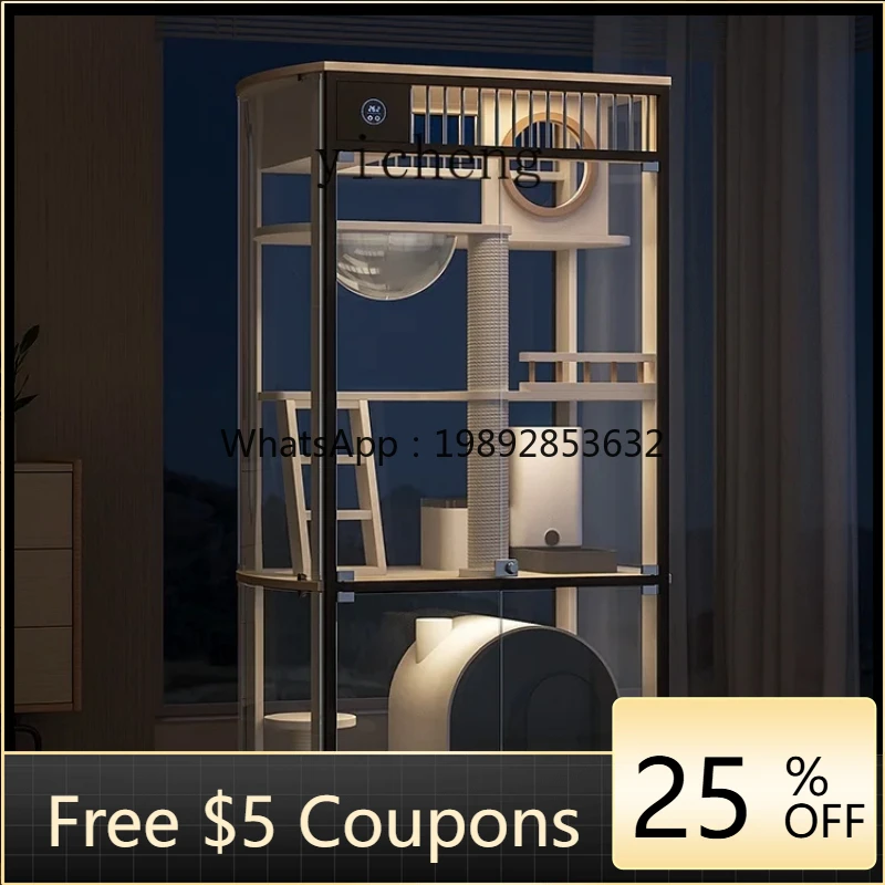 

AA horizontal glass cat cabinet cat cage household indoor cat house large free space