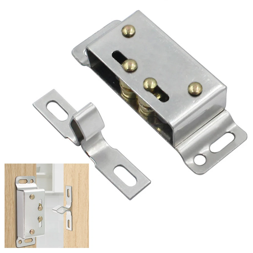 Pestillo magnético de acero inoxidable para puerta de autocaravana, herrajes de captura de doble rodillo, plateado