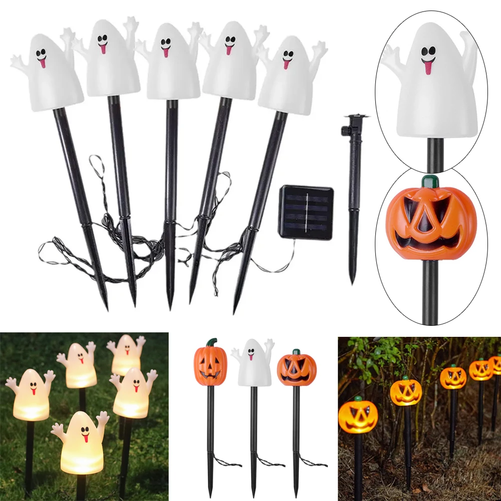 

5pcs Solar Energy Light Halloween Outdoor Pumpkin Lights Garden Lawn Plug-in Horror Atmosphere Props Halloween Party Supplies