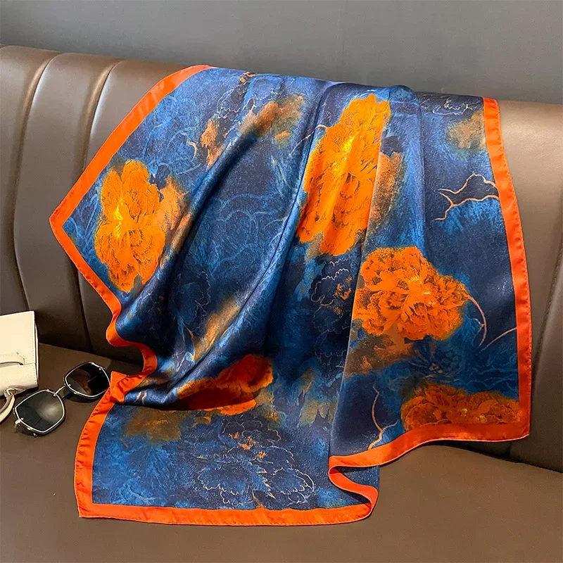 Pañuelo cuadrado de satén de seda 2024 para mujer, Bandana de moda, accesorios para la cabeza