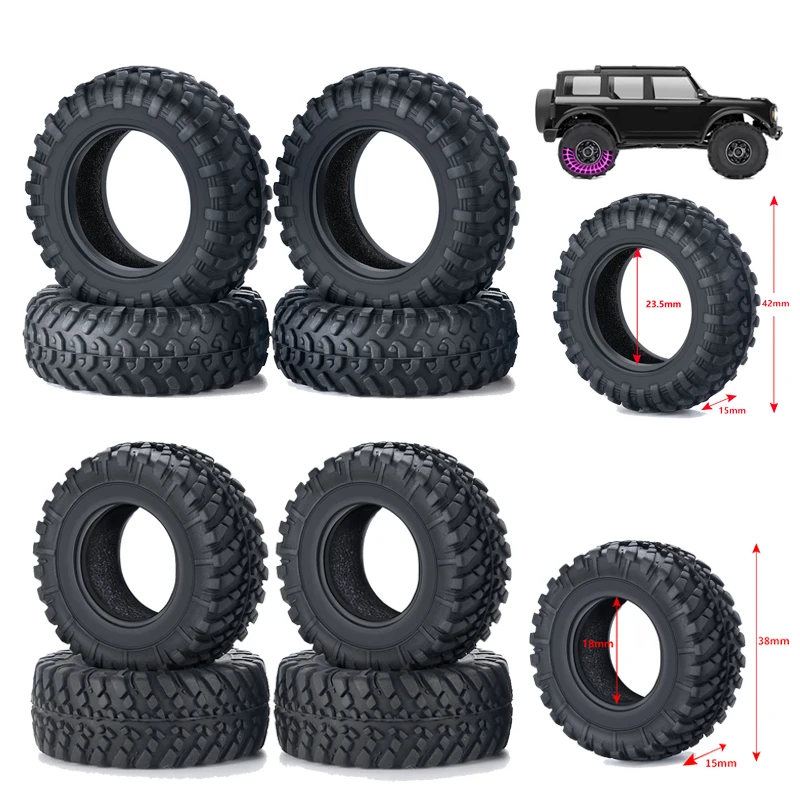 

4Pcs 38/42x15mm Rubber High Crush-resistant Wheel Tires For Kyosho Mini-Z 4x4 Jimny 1/18 RC Crawler Car Upgrade Parts