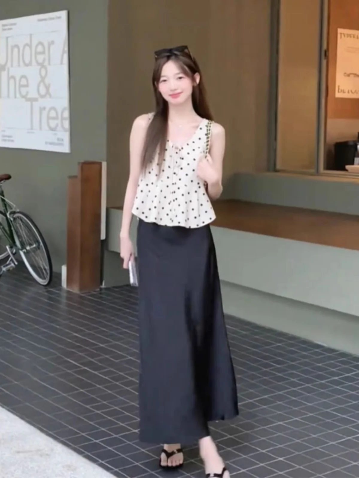 

Fashionable Halter Neck Tie Waist Top And Skirt Set Women's Slim Fit Fish Tail Skirt with Pleated Half Length by Lotus Leaf