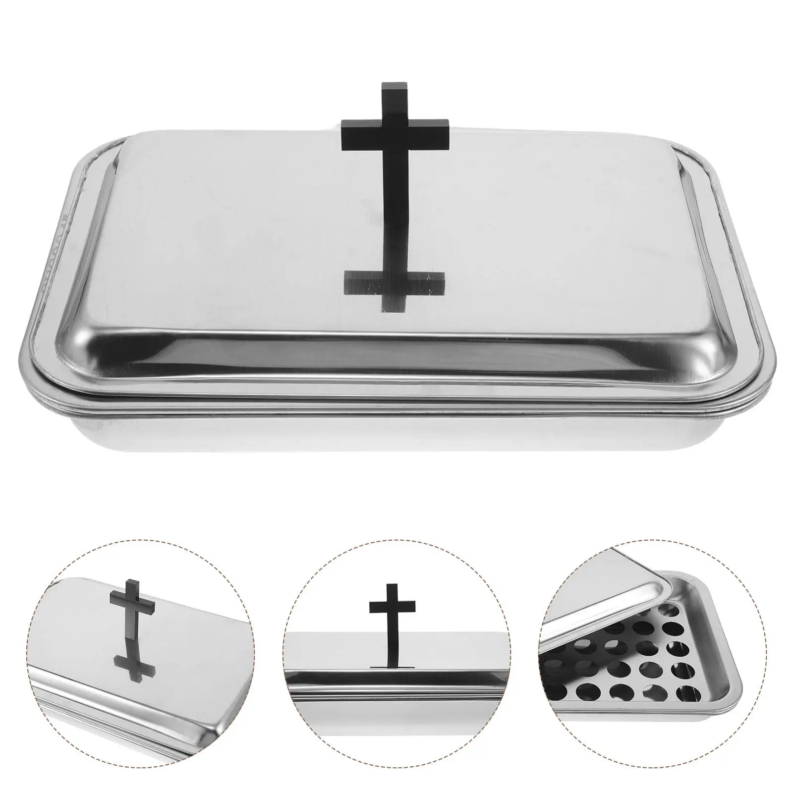 40 Hole Communion Cup Tray 12x8 Stainless Steel Spill Proof Plate Church Worship Grape Juice Wine Storage Communion Tray