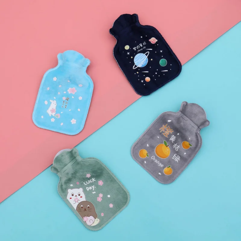 1pc Tummy Warmers Hot Water Bottle Rubber Bag Cute Cartoon Warm Relaxing Safe Heat Cold Large Plush Cloth Hot Water Bag
