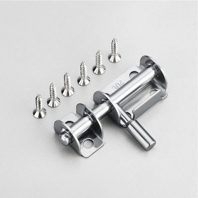 1PCS Non Perforated Stainless Steel Anti-Theft Bolt For Wooden Doors Old-Fashioned Bathroom Lock Sliding Door Lock Accessories 5