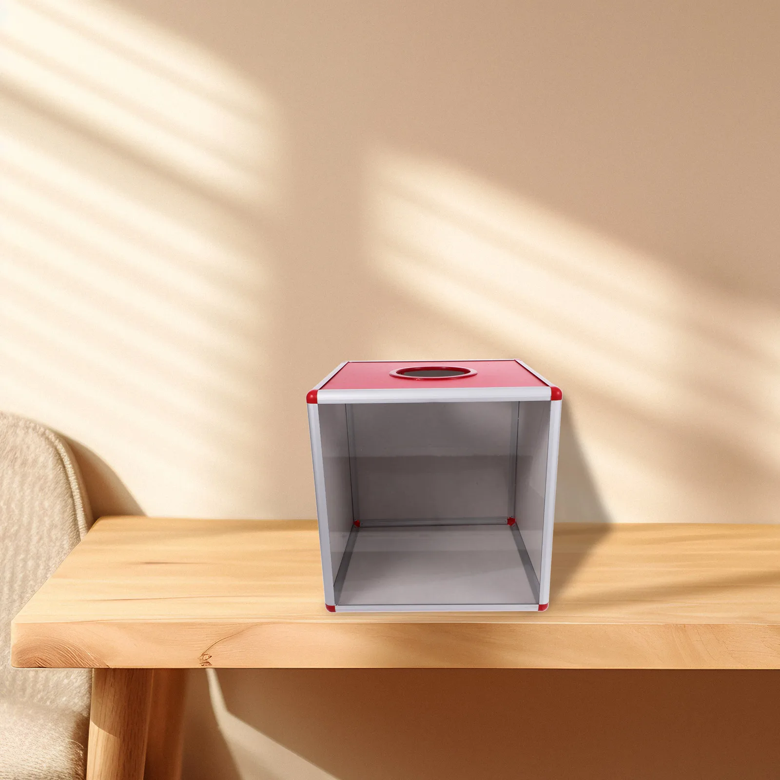 

Transparent Red Raffle Prize Ticket Drum Container Multifunctional Voting Donation Holder for Party Wedding Event