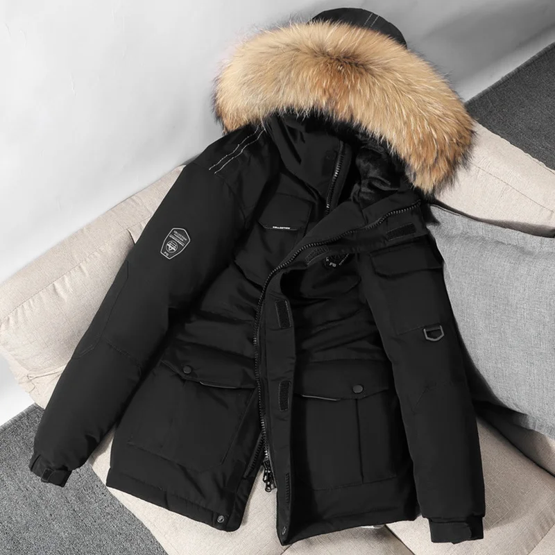 -30 Degrees Winter Womens Down Parka With Big Real Fur Collar Warm Down Coat Casual Thick Winter White Duck Down Jacket Unisex