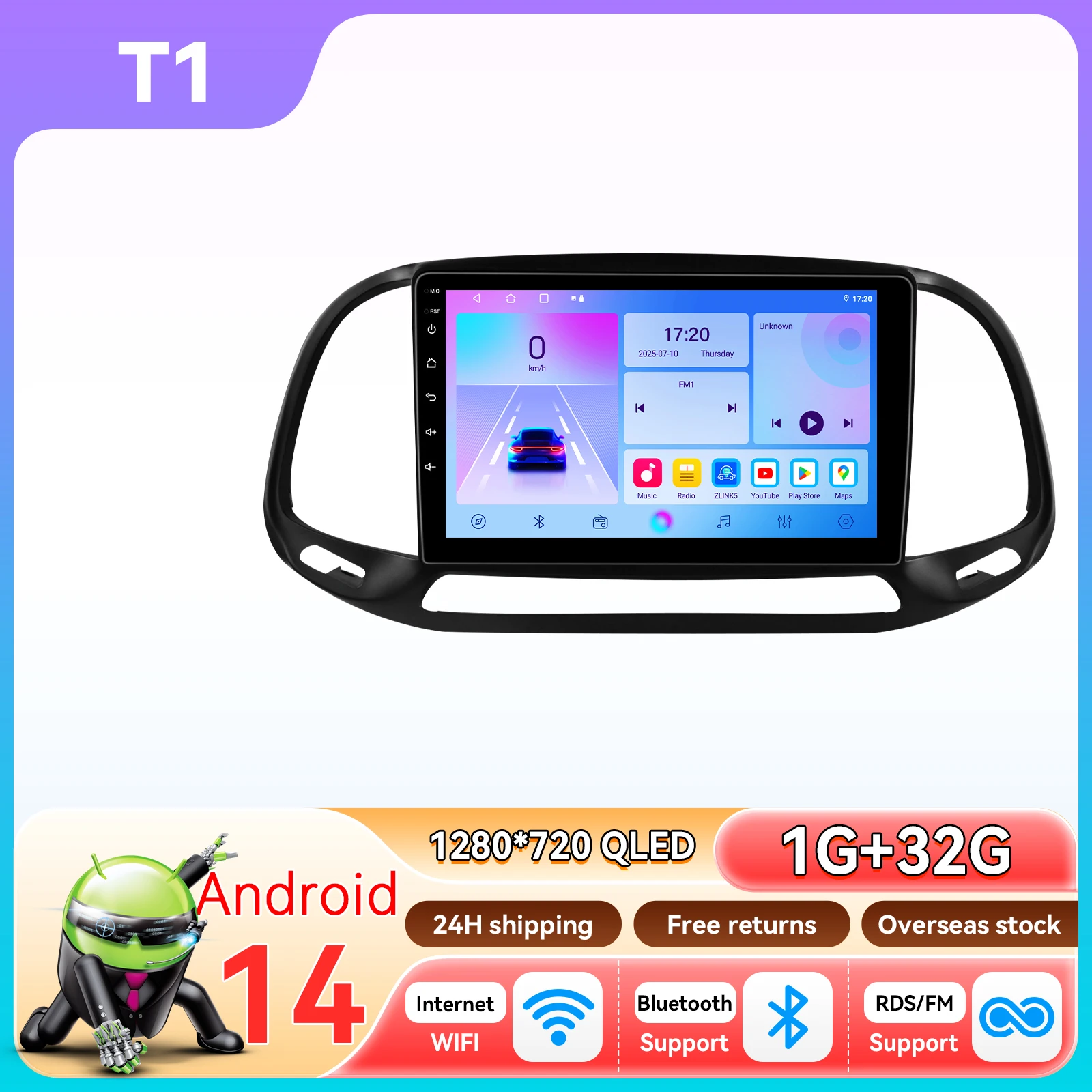 Hizpo Android Auto Carplay autoradio navigatie voor Fiat Doblo 2015 2016 2017 2018 2019 GPS multimediaspeler stereo 360 camera WIFI+4G