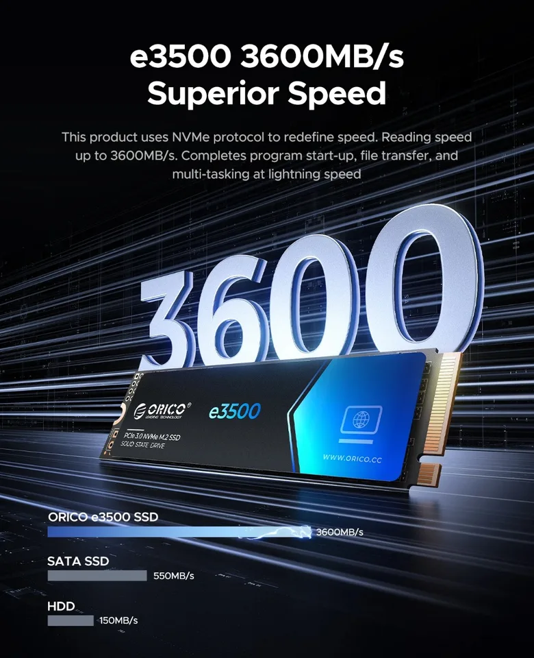 ORICO 2TB 1TB SSD M.2 2280 NVMe SSD PCIe Gen3x4 3500MB/S NVMe
