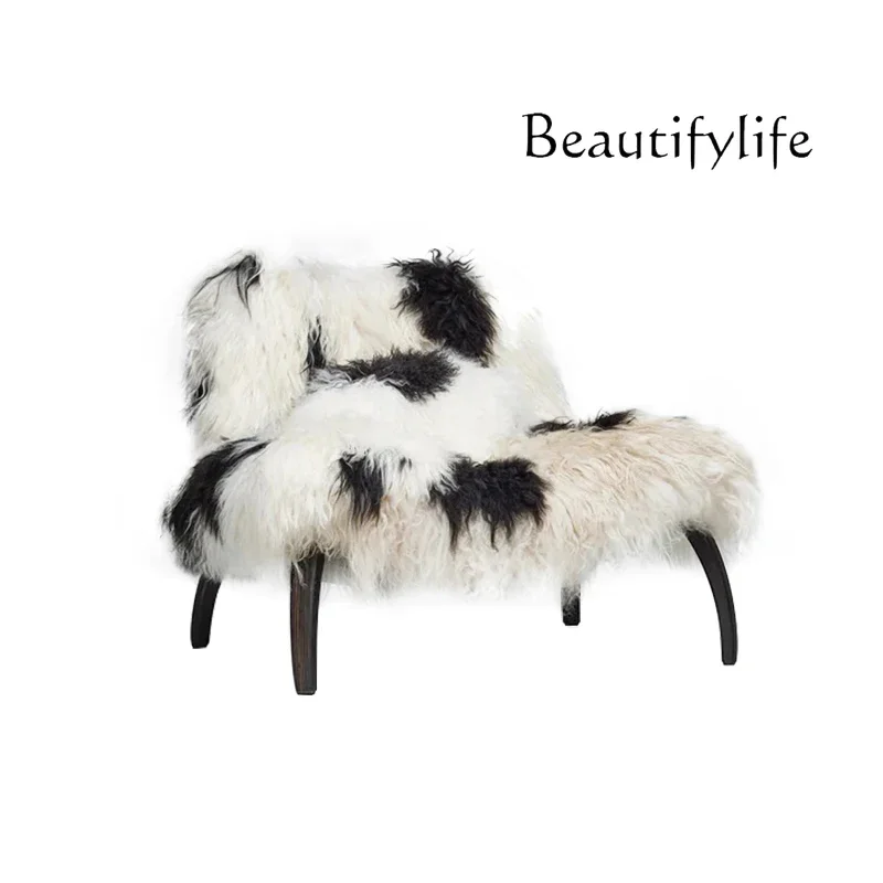 Nova moda nórdica criativa modelo de lã real quarto único sofá hotel sala estar casa cadeira lazer