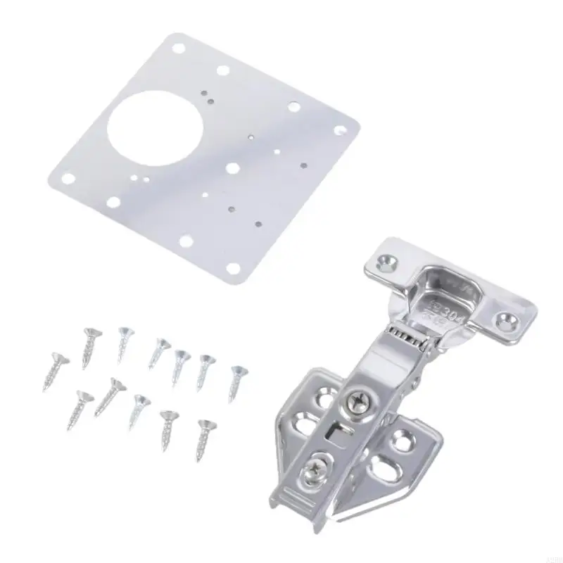 2pcs Cabinet Hinges Repair Set With Sturdy Stainless Steel Plates Screwdriver A2BB