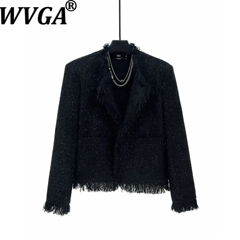 

WVGA Autumn Winter New Man Tide Korean Style Starry Sky Frayed Edge Trendy Jacket Niche Chic Casual O-Neck Short Coat Ins W15223