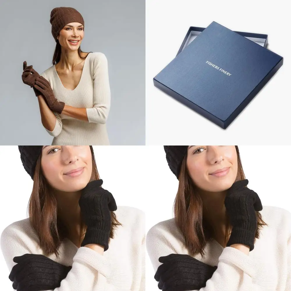 

Женский комплект из 100% чистого кашемира и перчаток Fishers Finery с изысканной коробкой