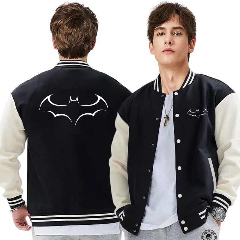 

Funny Movie Bat Logo Prints Men Jackets Harajuku Crewneck Jacket Fashion Oversize Coats Loose M-5Xl Autumn Warm Tracksuit Top